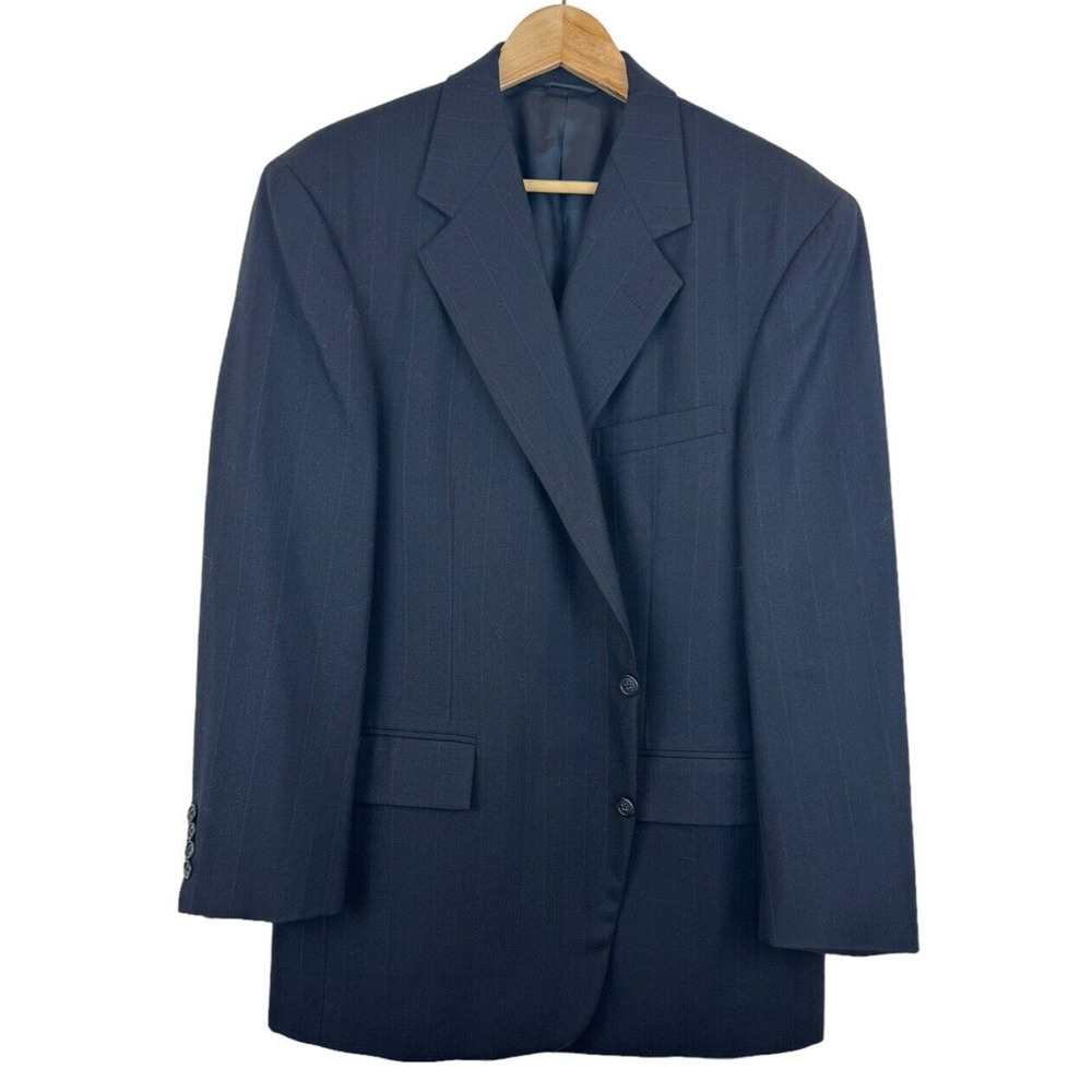 Polo‎ by Ralph Lauren Men's 100% Wool 2-Button Blazer Navy Blue Pinstripe Sz 43R